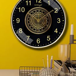 RANDOM Black & Gold-Toned Printed Traditional Wall Clock-picture-35