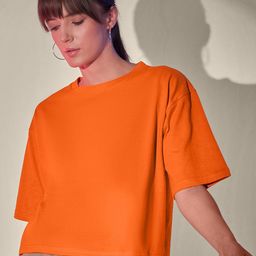 CORSICA Women Round Neck Cotton Boxy Crop T-shirt-picture-41