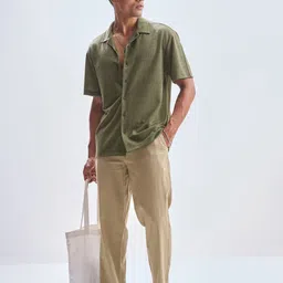 HIGHLANDER Textured Cuban Collar Relaxed Fit Casual Shirt image 5