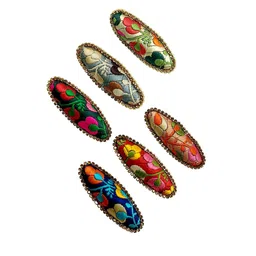 FEMMIBELLA Set of 6 Cubic Zirconia Studded Saree Clip image 4