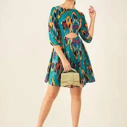 OTABU Women Abstract Printed A-Line Dress image 3