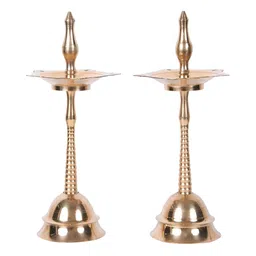 Aura Set Of 2 Yellow Metal Singhasan Oval Shaped Diya image 2