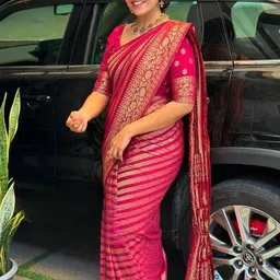 Mitera Ethnic Motifs Zari Silk Blend Heavy Work Saree-image-30