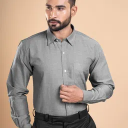THE FORMAL CLUB Men Smart Regular Fit Oxford Solid Long Sleeves Formal Shirt-picture-18