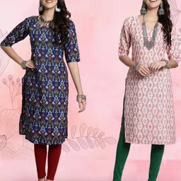 Ethnic basket Women Pack Of 2 Multicoloured Crepe Kurtas-picture-23