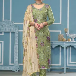 Maroosh Floral Printed Organza Unstitched Dress Material-picture-25