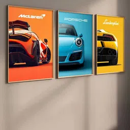 Kotart Brown& Blue 3 Pieces Wooden Abstract Wall Posters-picture-37