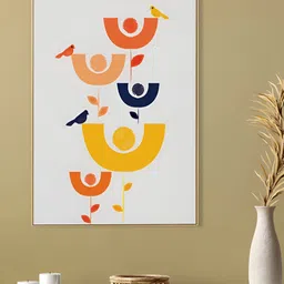 nestroots White & Orange 1 Piece Canvas Abstract Wall Paintings-image-53