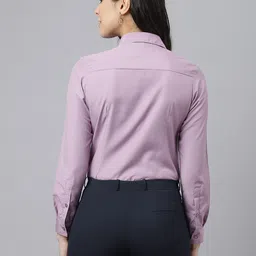 english navy Women Regular Fit Self Design Spread Collar Formal Shirt image 2