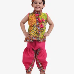 Bownbee Bandhani Print & Embroidered Sleeveless Kedia Set - Yellow-picture-18