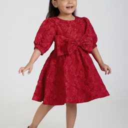 Hopscotch Bow Applique Textured Fit & Flare Dress-picture-14
