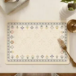 YELONA 4Pcs Beige & Green Patterned Waterproof Heat-Resistant Anti-Slip Table Placemats image 3