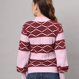 MODKLINE WITH MK Women Turtle Neck Self Design Woollen Pullover image 4