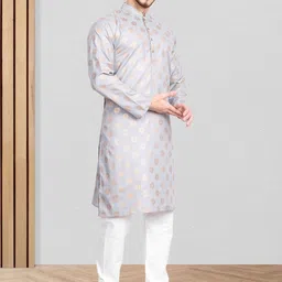 Excent Men Ethnic Motifs Woven Design Regular Kurta with Churidar image 4