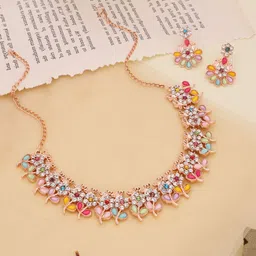 Anouk Gold-Plated Artificial Stones Studded Necklace With Earrings-picture-16
