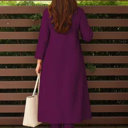 DIVASTRI Notch Neck Empire A-Line Kurta With Trousers image 4