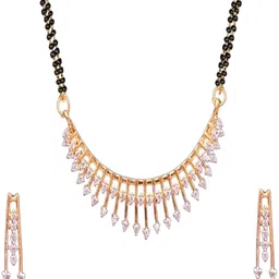 Raghav Artificial Stones Studded & Beaded Mangalsutra With Earrings image 2