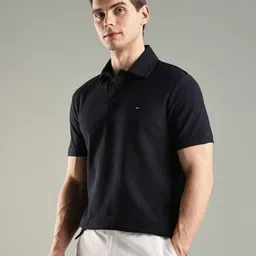 Tommy Hilfiger Men Solid Polo Collar Cotton T-shirt image 4