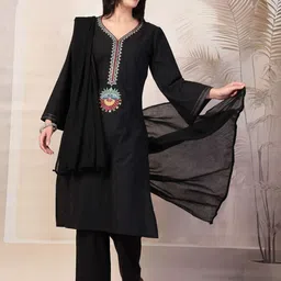 Nayam By Lakshita Floral Yoke Design Kurta with Trouser & Dupatta-picture-31