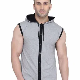 BEYOU FASHION Men Hooded Solid Slim Fit T-shirt-picture-10