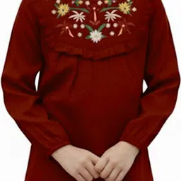 SILK SPARROW Embroidered Cotton Blend Round Neck Regular Tops image 5