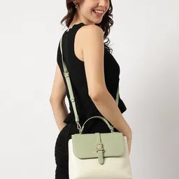 Fastrack Women Colourblocked Baguette Buckle Detail Satchel Bag-picture-37