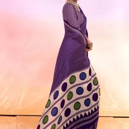 TIRA Polka Dot Satin Saree image 4