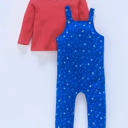 Babyoye Dungaree Romper With Full Sleeves Inner Tee Print - Blue image 2