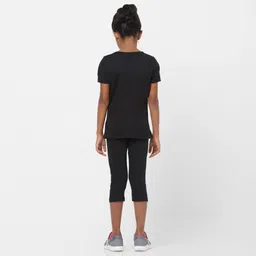 domyos Girls Cotton T-Shirt 100- Black Print image 3