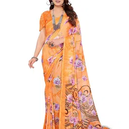 Moda Rapido Floral Printed Poly Georgette Saree-picture-16