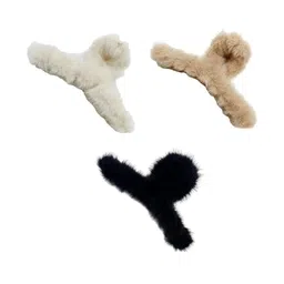 Glitzzy Women Set of 3 Fur Claw Clip-picture-26