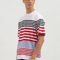 United Colors of Benetton Men Striped Pure Cotton Pockets Boxy T-shirt image 3