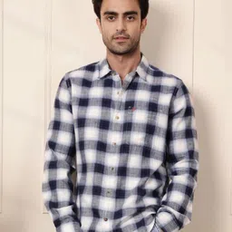 WROGN Men Comfort Fit Spread Collar Checked Cotton Casual Shirt-picture-28