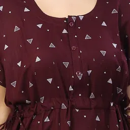 NIGHTFAB Maroon Maroon Printed Nightdress image 3