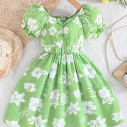 INCLUD Girls Floral Print Puff Sleeve Fit & Flare Dress-picture-31