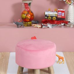 Shadowkart Pink Wooden Pouffe Ottoman-picture-45