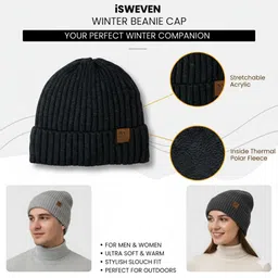 iSWEVEN Unisex Woollen Beanie image 4