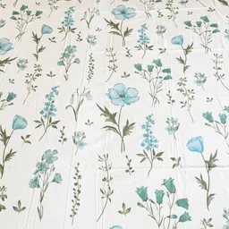 Threadwear White & Blue Floral 400 TC Cotton 1 Super King Regular Bedsheet with 2 Pillow Covers image 3