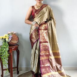AMRUTKALA SAREES Floral Woven Design Zari Banarasi Saree-picture-46
