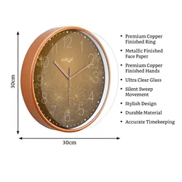 RANDOM Brown & white Printed Round Contemporary Analogue Wall Clock image 4