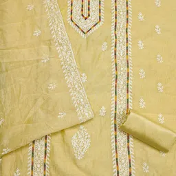 HERE&NOW Floral Embroidered Thread Work Unstitched Dress Material image 2