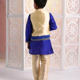 Babyhug Full Sleeves Kurta Pajama & Jacket Set - Blue image 3