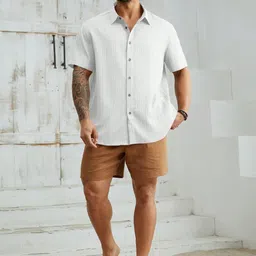 SZN Vertical Striped Spread Collar Chest Pocket Shirt-picture-34