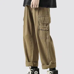 StyleCast Men Mid-Rise Relaxed Fit Cotton Cargos image 3