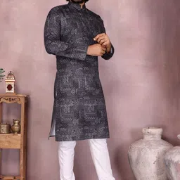 BAFNA MENS WEAR Men Ethnic Motifs Printed Regular Pure Cotton Kurta Set-picture-13