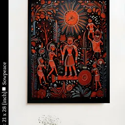 SOWPEACE Red & Black 1 Piece Canvas Abstract Wall Photographs-picture-34