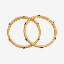 Kushal's Fashion Jewellery Set Of 2 Gold Plated Cubic Zirconia Stone Studded Bangles image 3