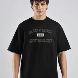 Calvin Klein Jeans Typography Embroidered Drop-Shoulder Sleeves Relaxed Fit T-shirt image 1