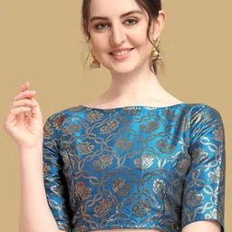 Oomph! Woven Design Boat Neck Saree Blouse-picture-35