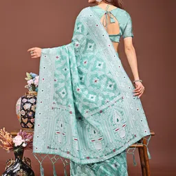 DIVASTRI Woven Design Zari Linen Blend Designer Saree image 4